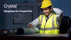  Presentation with hindi project - Presentation theme consisting of drafting error - young construction architect working background and a tawny brown colored foreground