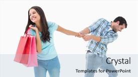 Presentation with young man and a woman - Presentation theme having drag racing - attractive young man pulling his background and a light blue colored foreground