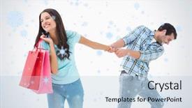  Presentation with falling snow - PPT theme with drag racing - attractive young man pulling his background and a light blue colored foreground