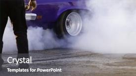  Presentation with racing - Slide deck with drag racing - burning rubber background and a gray colored foreground