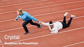  Presentation with racing - Slides having drag racing - motivating woman to keep exercising background and a coral colored foreground