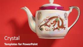  Presentation with teapot - PPT theme featuring dragon-and-phoenix-teapot background and a crimson colored foreground