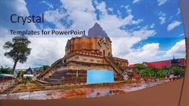  Presentation with mai - Beautiful PPT layouts featuring thai painting - chedi luang temple in chiang backdrop and a light blue colored foreground