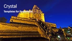  Presentation with chiang mai - Presentation theme with acient - chedi luang temple in chiang background and a navy blue colored foreground