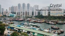  Presentation with dragon boat - Beautiful PPT theme featuring dragon boat - aerial view of the aberdeen backdrop and a light gray colored foreground