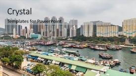  Presentation with dragon boat - Slides with dragon boat - aerial view of the aberdeen background and a light gray colored foreground