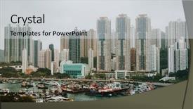  Presentation with dragon boat - Colorful theme enhanced with dragon boat - aerial view of the aberdeen backdrop and a light gray colored foreground