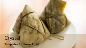  Presentation with dumpling - Colorful presentation theme enhanced with dragon boat - asian chinese rice dumpling backdrop and a  colored foreground