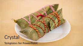  Presentation with chinese dragon boat - PPT layouts with dragon boat - chinese rice dumplings background and a coral colored foreground