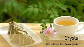  Presentation with dragon boat - PPT theme featuring dragon boat - chinese traditional food and drink--rice background and a yellow colored foreground