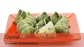  Presentation with foods - Audience pleasing slides consisting of dragon boat - chinese traditional foods--rice dumpling zongzi backdrop and a  colored foreground