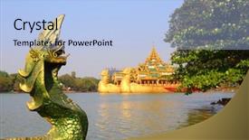  Presentation with save water shower head - PPT theme enhanced with dragon boat - head of snake and floating background and a light blue colored foreground