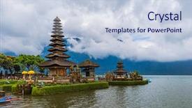  Presentation with pura - Beautiful slides featuring dragon boat - pura ulun danu temple backdrop and a lemonade colored foreground