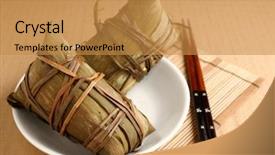  Presentation with rice mechanics - PPT theme having dragon boat - rice dumplings background and a gold colored foreground