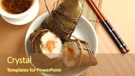  Presentation with biology rice hybrid - Theme having dragon boat - rice dumplings background and a red colored foreground