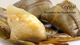  Presentation with dumpling - Slides featuring dragon boat - traditional rice dumpling background and a coral colored foreground