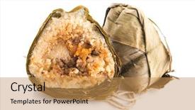  Presentation with dumpling - Presentation theme having dragon boat - yummy chinese rice dumpling background and a yellow colored foreground
