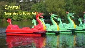  Presentation with dragon - Slide deck having dragon boats on boating lake background and a  colored foreground