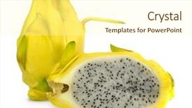  Presentation with dragon fruit - Colorful presentation design enhanced with dragon fruit isolated against white backdrop and a cream colored foreground