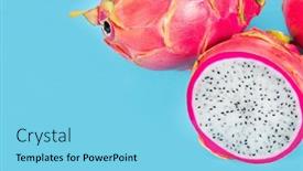  Presentation with pitaya - Slides enhanced with dragon-fruit-pitahaya-pitaya-exotic background and a light blue colored foreground