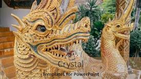  Presentation with dragon - PPT theme with dragon-guard-statue background and a coral colored foreground