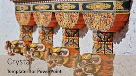  Presentation with monastery - Cool new PPT theme with dragon-head-on-a-monastery backdrop and a coral colored foreground