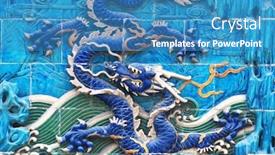  Presentation with dragon - Slide set having dragon on dragon wall of beihai park in beijing background and a teal colored foreground
