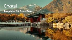  Presentation with dragon - Presentation design featuring dragon pool in lijiang yunnan background and a seafoam green colored foreground