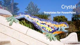  Presentation with mosaic - Slide deck featuring dragon salamandra of gaudi mosaic background and a teal colored foreground
