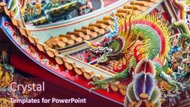  Presentation with chinese temple - Presentation design consisting of dragon-statue-on-the-roof background and a  colored foreground