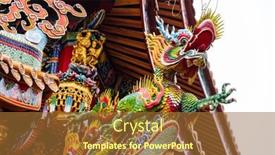  Presentation with chinese dragon - Presentation design consisting of dragon-statue-on-the-roof background and a tawny brown colored foreground