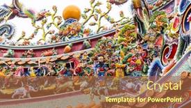  Presentation with chinese temple - Presentation theme having dragon-statue-on-the-roof background and a red colored foreground