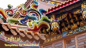  Presentation with chinese temple - PPT layouts enhanced with dragon-statue-on-the-roof background and a tawny brown colored foreground