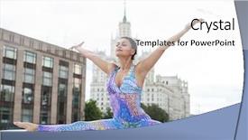  Presentation with competition gymnastics exercises on balance - Slide deck consisting of dragonfly - exercises yoga young beautiful woman background and a white colored foreground