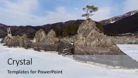  Presentation with winter river - Cool new slide deck with dragons - fast mountain river katun backdrop and a lemonade colored foreground