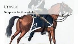  Presentation with engraving - Colorful PPT layouts enhanced with dragoon-on-horseback-vintage-engraving backdrop and a cool aqua colored foreground