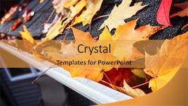  Presentation with gutter - Beautiful PPT theme featuring drain - autumn leaves in a rain backdrop and a gold colored foreground