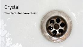  Presentation with close up of rusty rebar - Beautiful PPT theme featuring drain - close up of sink backdrop and a white colored foreground