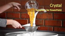  Presentation with pouring water - PPT theme featuring drain - female hands pouring water background and a tawny brown colored foreground