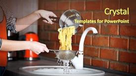  Presentation with pouring water - Audience pleasing presentation theme consisting of drain - female hands pouring water backdrop and a tawny brown colored foreground