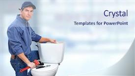  Presentation with drain - Colorful slide set enhanced with drain - plumber repairing toilet plumbing backdrop and a sky blue colored foreground