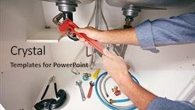  Presentation with drain - Colorful presentation theme enhanced with drain - plumber with wrench backdrop and a coral colored foreground