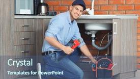  Presentation with kitchen sink splash - Colorful PPT layouts enhanced with drain - professional plumber fixing kitchen sink backdrop and a ocean colored foreground