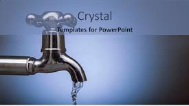  Presentation with water tap - PPT theme featuring drain water from the metal background and a teal colored foreground