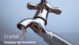  Presentation with water tap - Slide deck enhanced with drain water from the metal tap water flowing from modern faucet background and a seafoam green colored foreground
