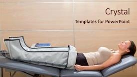  Presentation with hospital bed - PPT layouts having drainage - legs pressotherapy machine on woman background and a lemonade colored foreground