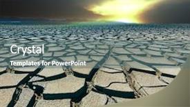  Presentation with earth land - Colorful slide deck enhanced with draining earth - drought land backdrop and a ocean colored foreground