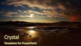  Presentation with volcanoes - Beautiful PPT theme featuring draining earth - landscape with muddy volcanoes backdrop and a wine colored foreground