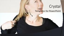  Presentation with hair - Presentation featuring drama queen - blond dreamily twisting her hair background and a  colored foreground