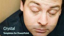  Presentation with eyes - Beautiful presentation design featuring drama queen - young man closing his eyes backdrop and a wine colored foreground